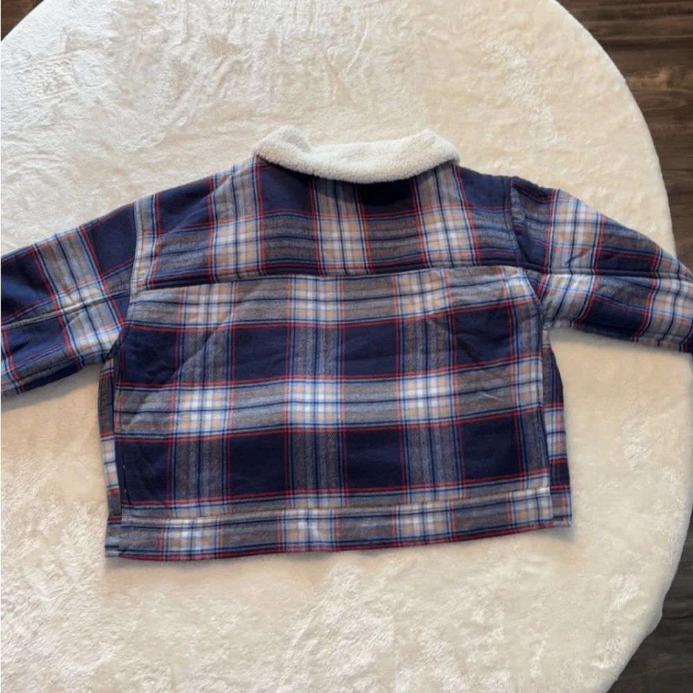 New, Aerie Cropped Plaid Sherpa Jacket - Picture 12 of 16